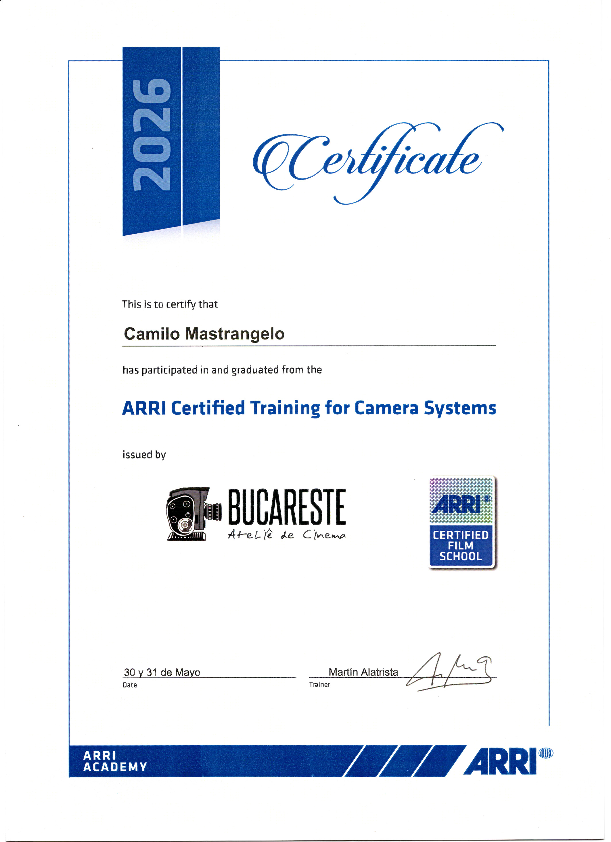 Certificado ARRI